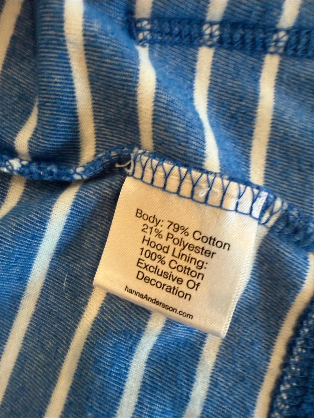 Kids Hanna Andersson Blue and White Striped swim cover size 10